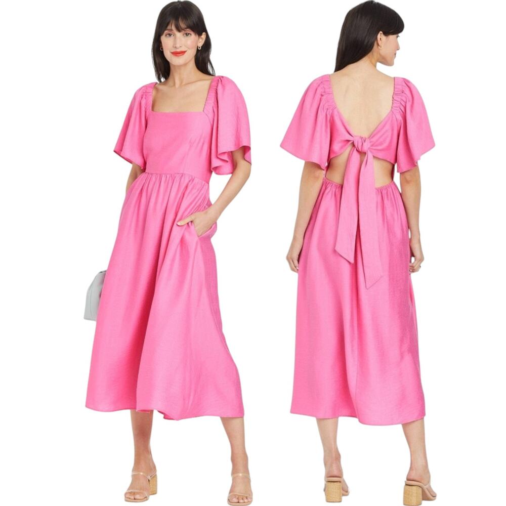 A New Day Dress Womens 1X Valentines Day Feminine Flutter Sleeve Lovecore Easter